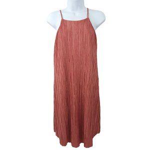 Embrace Cocktail Mini Dress Womens Size S Lined Coral Sleeveless Pleated Swing
